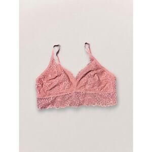 Victoria Secret Bralette-PINK-Mauve Color-Size L-No Padding-Sheer Flowers